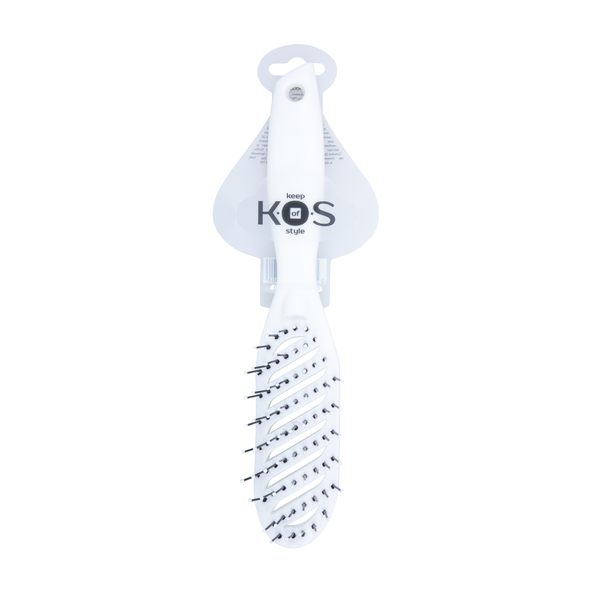 Щітка для волосся K.O.S вигнута, продувна, біла, 1 шт